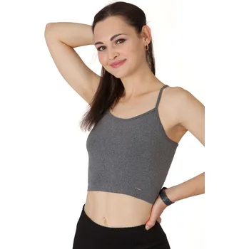 Dámská móda Dámský krátký top BECROP šedý - Goldbee M