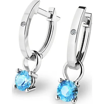 Náušnice Dámské náušnice bílé zlato 585/1000 přírodní diamant 0.45 ct G/SI oválky s a topazy 10861-B-DIA-TPZ