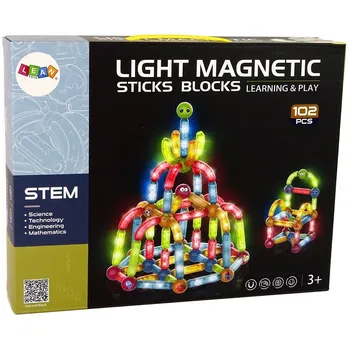 ostatní stavebnice LEAN Toys Light Magnetic Sticks Blocks 102 dílků