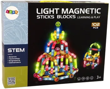 Stavebnice ostatní LEAN Toys Light Magnetic Sticks Blocks 102 dílků