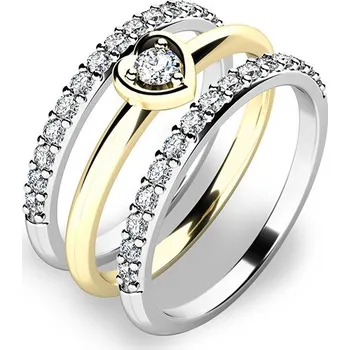 Módní doplněk Zásnubní prsten zlato mix 585/1000 zirkon set zásnubních 10849-SET02-ZB velikost 63