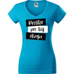 Dámské tričko (v-střih) s vlastním potiskem Barva: Tyrkysová, Velikost: S