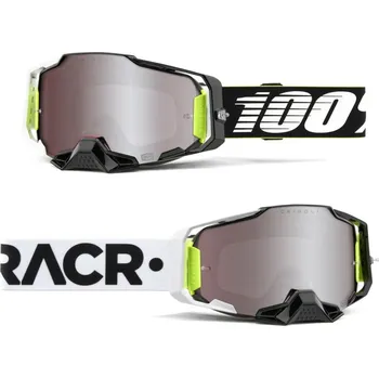 Motocyklové brýle Moto brýle 100% ARMEGA RACR HIPER stříbrné sklo (limited edition)
