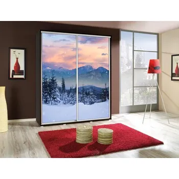 Šatní skříň Skříň PENELOPA 155 s grafikou, dekor korpusu bílá, grafika Londýn