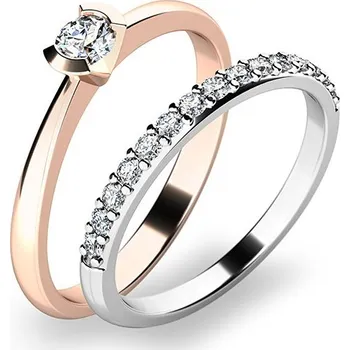 Prsten Zásnubní prsten zlato mix 585/1000 set zásnubních 10840-SET01-RB velikost 45