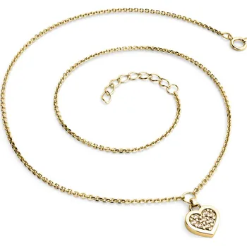 Náhrdelník Dámský náhrdelník přírodní diamant 0.096 ct srdce s brilianty žluté zlato 10881-NH01A-ZL-Champ délka 40 cm