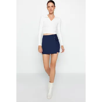 Dámská sukně Trendyol námořnicky modrá sukně s tkaničkami a detaily s očky Trendyol modrá 2430070
