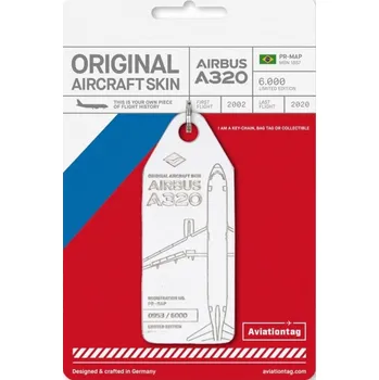 Přívěsek AviationTag - přívěsek ze skutečného letadla A320 LATAM Airlines Brazil - PR-MAP, bílá