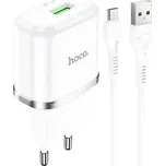 Nabíječka do sítě USB 18W QC3.0 3A + kabel Micro USB 1m HOCO N3 Rychlé nabíjení Micro USB bílá