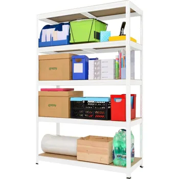 Dílenský regál Kovona System Bezšroubový policový regál Futur 200 - 1800 mm x 1200 mm x 450 mm, bílý