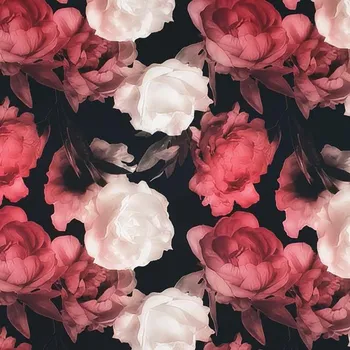 Kostýmovka N6411 černá, červené a bílé růže, š.145