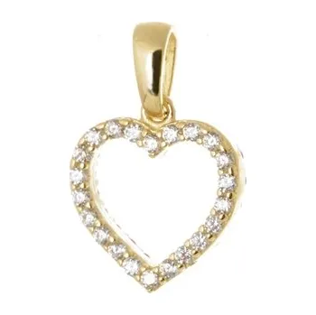 Přívěsek Přívěšek srdce ze žlutého zlata s růžovými a čirými zirkony ZZ1064F + dárek zdarma