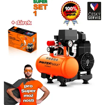 Kompresor PANTERMAX®AirFlow® 3 SILENT SET1 tichý bezolejový kompresor + sada příslušenství 5-ti dílná