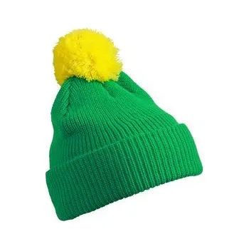 Čepice Zimní čepice - Pompon Hat with Brim MB7967 Barva: Zelená kapradinová - Žlutá