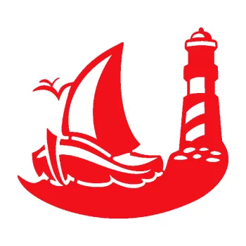 Polep vozidla SAMOLEPKA Plachetnice 005 levá s majákem na moři (10 - červená) NA AUTO, NÁLEPKA, FÓLIE, POLEP, TUNING, VLASTNÍ TEXT, TISK, AUTOSAMOLEPKY.cz, POLEPY, OBRÁZEK, LOGO, SAMOLEPKY