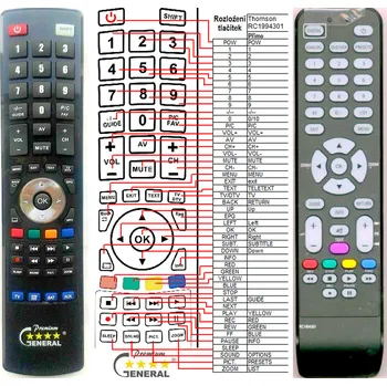 Dálkový ovladač THOMSON RC1994301 - kompatibilní značkový dálkový ovladač General