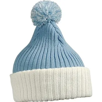 Čepice Daiber - čepice Zimní čepice - Knitted Cap with Pompon Barva: Modrá světlá - Bílá