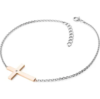 Náramek Dámský náramek žluté zlato 585/1000 přírodní diamant 0.006 ct G/SI kříž 10947-NR01-BCV délka 17 cm