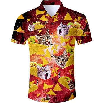 Pánská košile Pánská barevná košile 3D potisk Taco a kočky Velikost: 2XL, Barva (Varianta): havajská košile 2