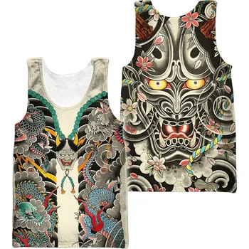 Dámská vesta Letní vesta s potiskem 3D, tílko Samurai Oni Mask Velikost: XL, Barva (Varianta): vesta 10