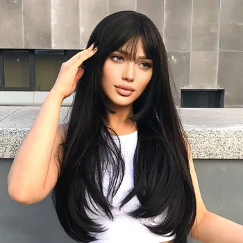 Paruka Tmavě hnědá paruka Xenia s ofinou