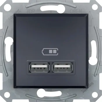 vypínač a zásuvka Asfora 2xUSB nabíjecí konektor 2.1A, antracit SCHNEIDER EPH2700271 (SCHNEIDER EPH2700271)