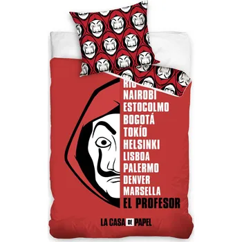 Povlečení Carobotex Bavlněné povlečení Papírový dům El Profesor 160x200/80x70