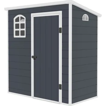 Zahradní domek Zahradní domek stavebnice plast malý šedý, rovná svažitá střecha, 191x111x194 cm