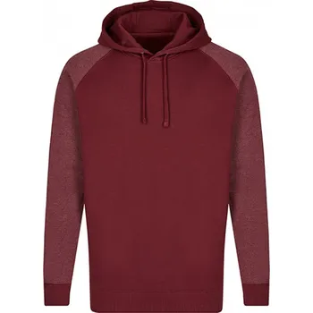 Pánská mikina miners mate Pánská slim fit mikina s kapucí s kontrastními rukávy Miners Mate, komfortní dvojitá kapuce Barva: vínová mikina s melírovými rukávy, Velikost: 3XL MY611