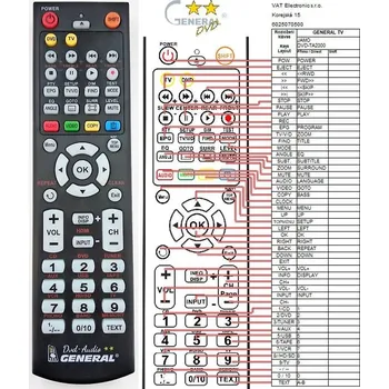 Dálkový ovladač JAMO PJ-TA200DVD - kompatibilní značkový dálkový ovladač General
