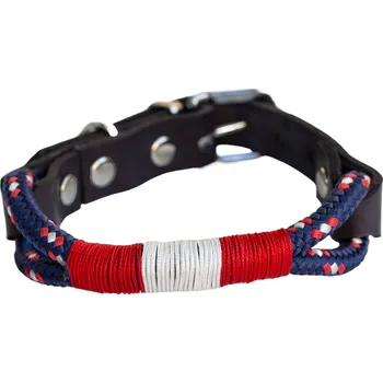 Obojek pro psa SvětTlapky Kožený obojek s lanem pro psy TERRY DUO Barva lana: Modrá reflexní, Velikost obojku (plíšek není součástí produktu): S konfigurovatelný produkt