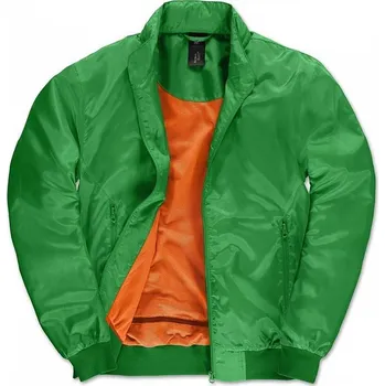 Pánský bomber B&C Prodyšný voděodolný pánský bomber s kontrastní podšívkou ze síťoviny Barva: zelená - oranžová neonová, Velikost: M BCJM963