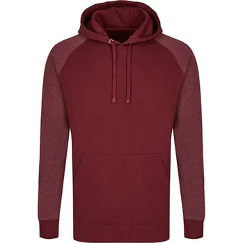 Pánská mikina Pánská kontrastní klokánka Miners Mate s třídílnou dvouvrstvou kapucí Barva: vínová mikina s melírovými rukávy, Velikost: XL MY610
