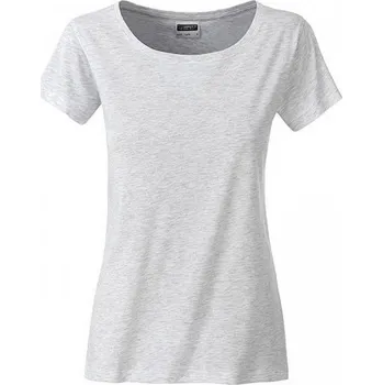 Dámská móda James & Nicholson Základní dámské tričko ze 100 % organické bavlny James and Nicholson Barva: šedá popelavá melír, Velikost: M JN8007