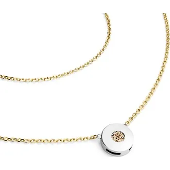 Módní doplněk Dámský náhrdelník zlato mix 585/1000 přírodní diamant 0.055 ct champagne briliantem 10911-NH01-ZLB-Champ délka 42 cm