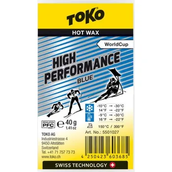 Lyžařský vosk TOKO High Performance Blue Hot Wax, -9°C až -30°C, 40 g, skluzný vosk
