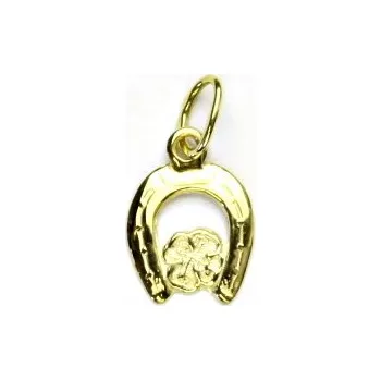 Přívěsek Zlatý přívěsek podkova a čtyřlístek štěstí - P117 žluté zlato (podkova se čtyřlístkem ze žlutého zlata)