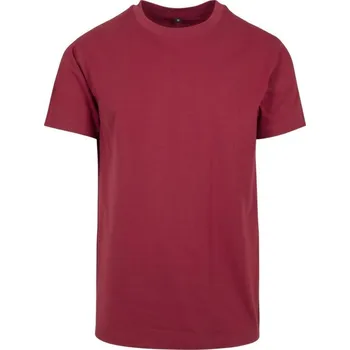 Pánské tričko Build Your Brand Pevné úzké dlouhé triko s kulatým lemem 200g/m Barva: Červená vínová, Velikost: XXL BY004