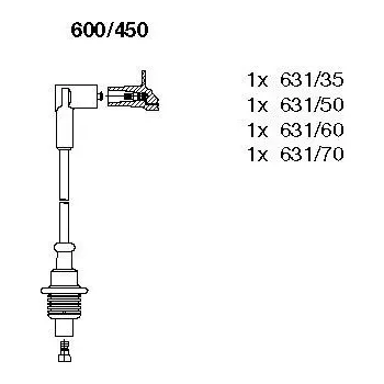 Zapalovací kabel Sada kabelů pro zapalování, , 5967N7, 9609493380, BREMI, 600/450