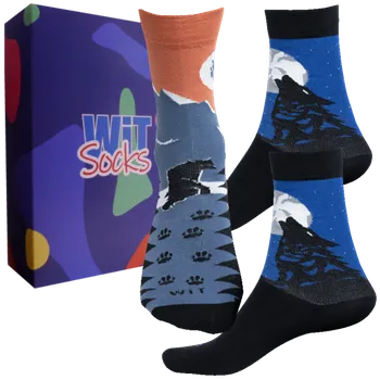 Pánské ponožky Dárkový set - Vlk mix - velikost 43-46 (Velikost 43-46)