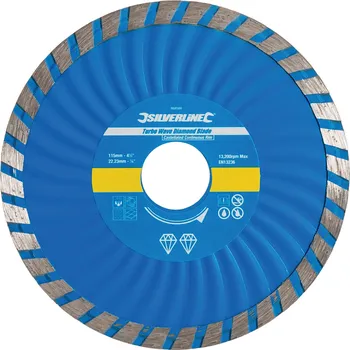 Řezný kotouč Diamantový řezný kotouč - Turbo Wave - 115 × 22,23 mm Silverline 868588