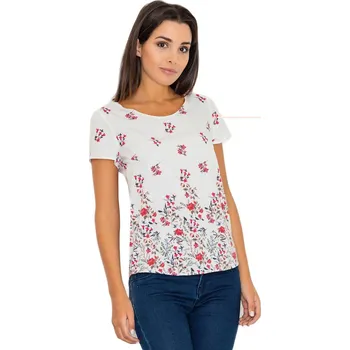 Dámská halenka Dámská halenka M540 - Figl bílá s květinovým vzorem 40/L