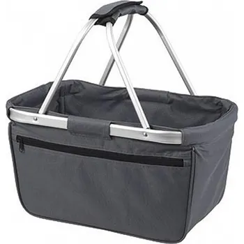 Halfar Skládací nákupní košík s hliníkovým rámem a kapsou na zip Barva: šedá tmavá, Velikost: 45 x 25 x 25 cm HF3939