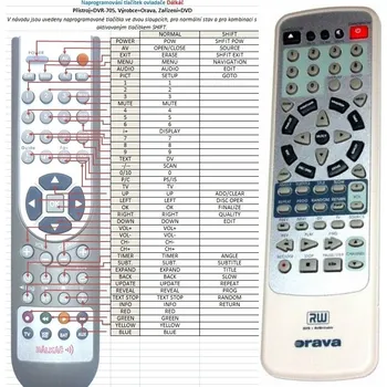 ORAVA DVR700, DVR701, DVR705, DV-2701 - kompatibilní značkový dálkový ovladač General