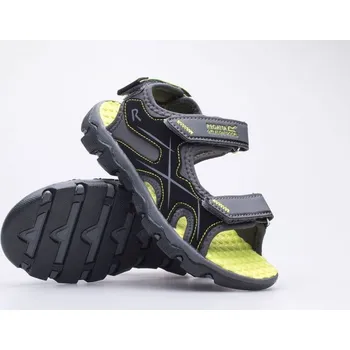 Dětská treková obuv Dětské sandály Kota Drift Jnr RKF613-824 Šedá se zelenou - Regatta šedá-neon zelená 28