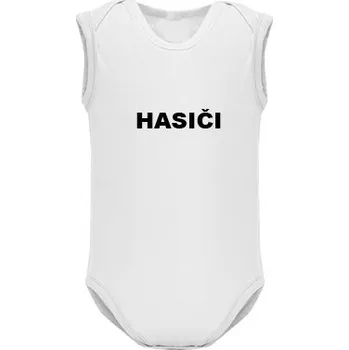 Kojenecké oblečení Dětské Body s potiskem HASIČI bez rukávů Barva: Bílá, Velikost: 6 měsíců