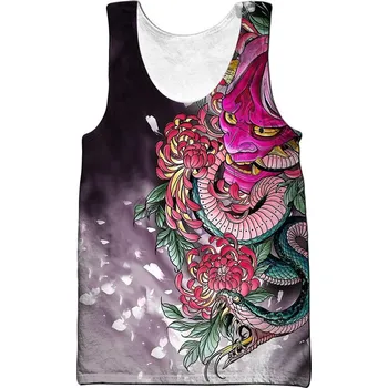 Dámská vesta Letní vesta s potiskem 3D, tílko Samurai Oni Mask Velikost: 3XL, Barva (Varianta): Vesta