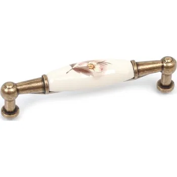 Úchytka C504, 96 mm, květ C, mramor, mosaz patina