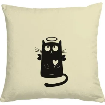Dekorativní polštářek Polštář bavlněný s potiskem Bavlněný polštář s kočičkou