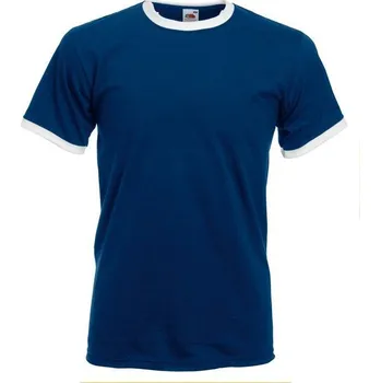 Pánské tričko Fruit of the Loom Pánské tričko Ringer T s kontrastními lemy, 165 g/m Barva: modrá námořní - bílá, Velikost: XXL F159
